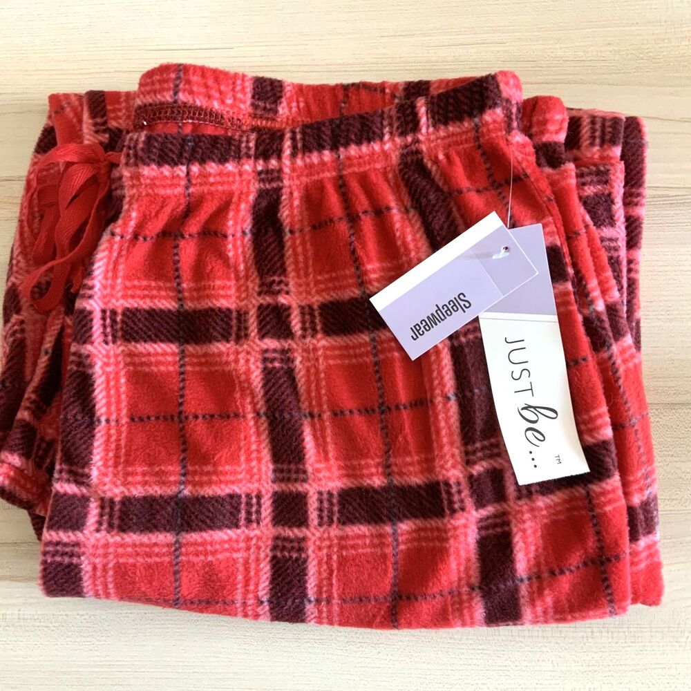 NWT!! Red Plaid Fleece Drawstring Pajama Pants Unisex Size 3X